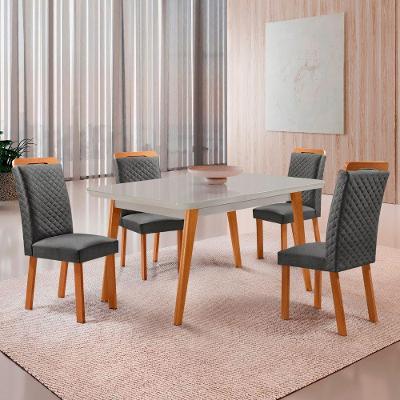 Mesa de Jantar Copper Lorena 4 Lugares MDF Off White 120CM Moderna