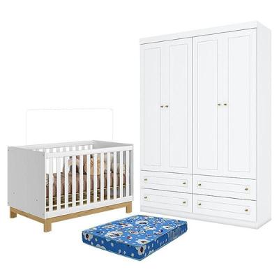 Conjunto Quarto Infantil Q Encanto Slim 4 Portas 4 Gavetas MDP Branco Qmovi