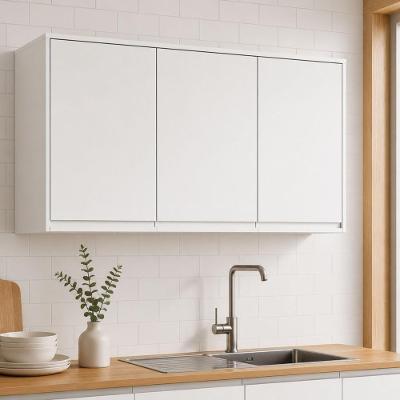 Armário Suspenso Nina 119CM 3 Portas MDF MDP Bater Branco Móveis Lopas