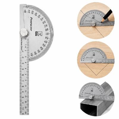 Transferidor de Grau 4GP 0 a 180 graus  Aço Inox Régua 140mm Profissional Prata Yeet