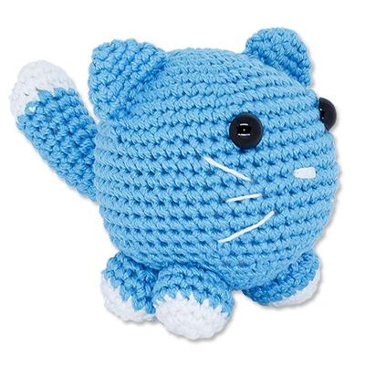 Amigurumi Bolinha Gatinho Azul Crochê Artesanal 10cm Altura 10cm Largura Enchimento Macio