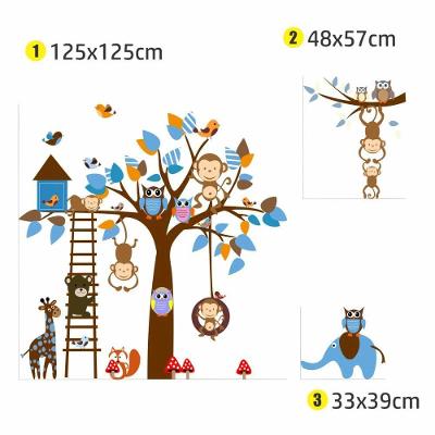 Adesivo de Parede Árvore Safari 125X125 Quarto Infantil Removível sem Resíduo Safari