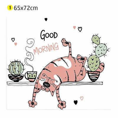 Adesivo de Parede Cat Good Morning 65x72cm Decorativo Removivel Infantil Gato Humor Cat