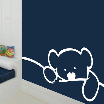 Adesivo de Parede Urso Deitado para Ambiente Aconchegante Removivel sem Residuos Branco