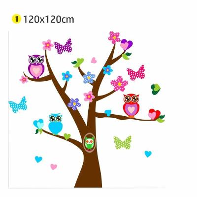 Adesivo de Parede Árvore Coruja 120x120cm para Quarto Infantil Removível sem Resíduo Decorativo