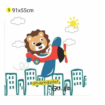 Adesivo de Parede Leão Avião 91x55cm Quarto Infantil Removível
