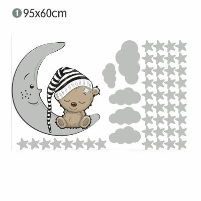 Adesivo de Parede Ursinho Lua Estrelas 95x60cm Quarto Infantil