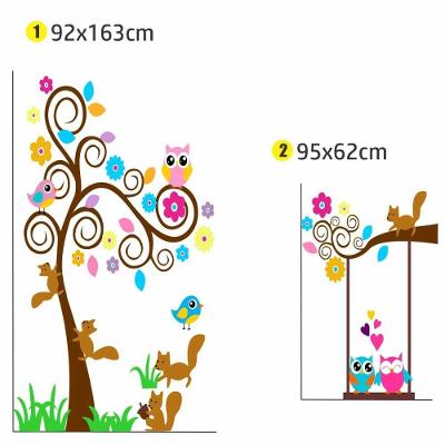 Adesivo de Parede Floresta Balanço Quarto Infantil Removível sem Resíduo 92x163CM