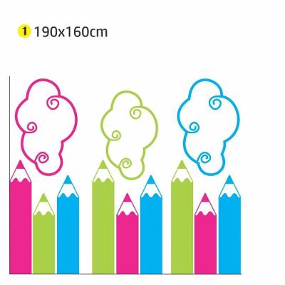 Adesivo de Parede Lápis de Cor 190x160cm Quarto Infantil Removível