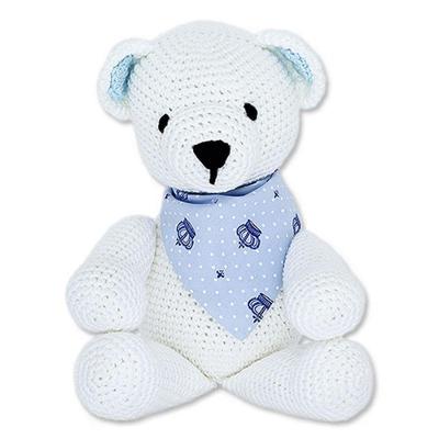 Amigurumi Urso Crochê Artesanal Fio de Crochê 21cm X 25cm Branco Unidade Macio e Seguro