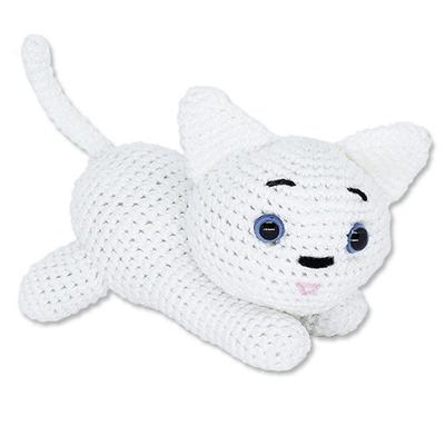 Amigurumi Gatinha de Crochê Antialérgico 10x15cm Branco Artesanal
