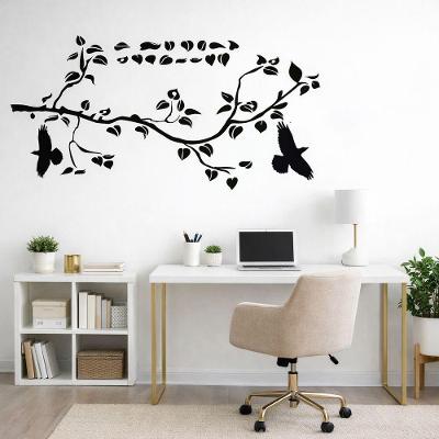 Adesivo de Parede Galho Simples Minimalista Removível 65x120cm Preto