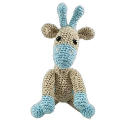 Amigurumi de Crochê Girafa Artesanal Decoração Infantil Azul 24cm