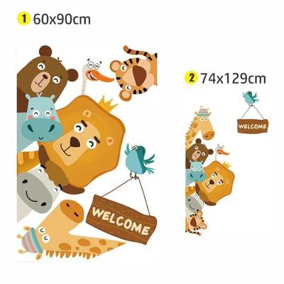 Adesivo de Parede Canto Safari 74x129cm Infantil Lúdico Efeito Tridimensional Animais Selvagens