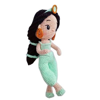 Amigurumi Princesa Jasmine Crochê Artesanal em Algodão Verde
