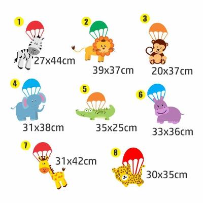 Adesivo de Parede Safari Paraquedas Quarto Infantil Removivel sem Residuo Tema Animais Leao e Girafa
