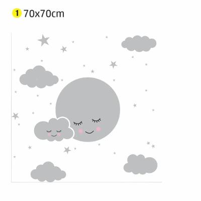 Adesivo de Parede Lua Estrela Branco 70x70cm Quarto Infantil