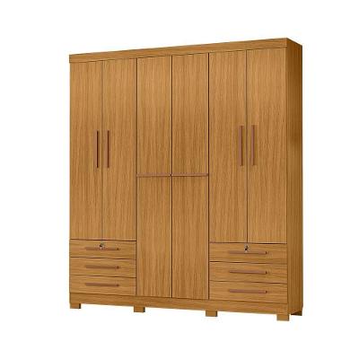Guarda Roupa Ssx Multicoisas 6 Portas Giratórias 6 Gavetas MDP Carvalho Americano