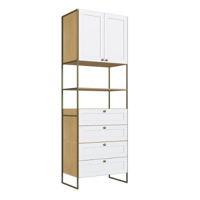 Guarda Roupa Solteiro e Closet Infinity 2 Portas de Bater 4 Gavetas MDF Provençal Savana-branco