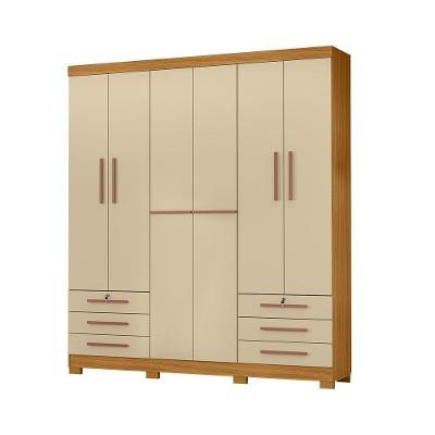 Guarda Roupa Casal Ssx Multicoisas 6 Portas 6 Gavetas MDP Carvalho Americano Off White