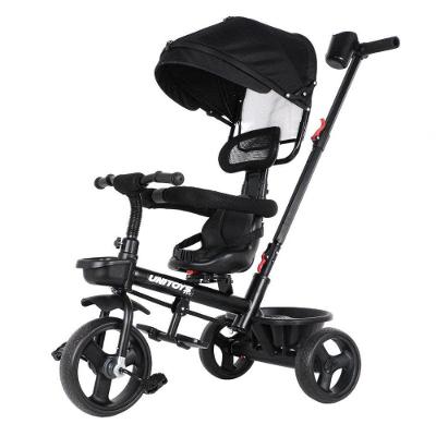 Triciclo com Empurrador Confort com Assento Confortavel Estrutura Reforcada Preto Unitoys