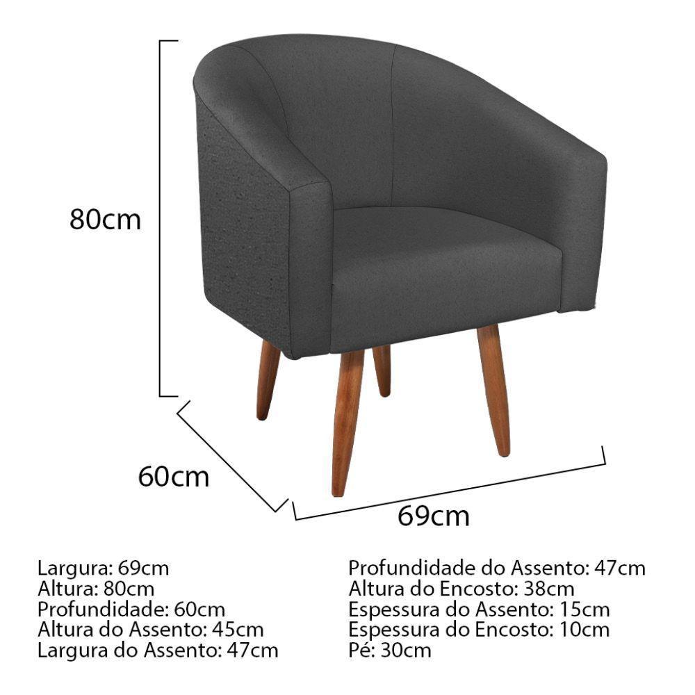 Kit Diva Heitor 160Cm Lado Esquerdo E 02 Poltronas Luiza Linho - Amarena Móveis Cinza Escuro - 4