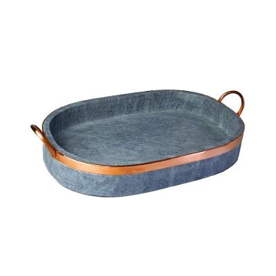 Travessa Oval Pedra Sabão Alça Cobre 32x20cm AF051INDSJ Industria São Jose