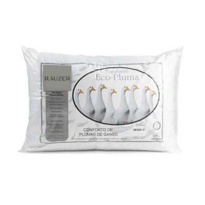 Travesseiro Pluma de Ganso 70x50CM Macio Antiácaro Branco Eurotêxtil