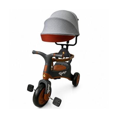 Triciclo Infantil Vintage com Empurrador com Sons Assento Anatomico Cinza Unitoys