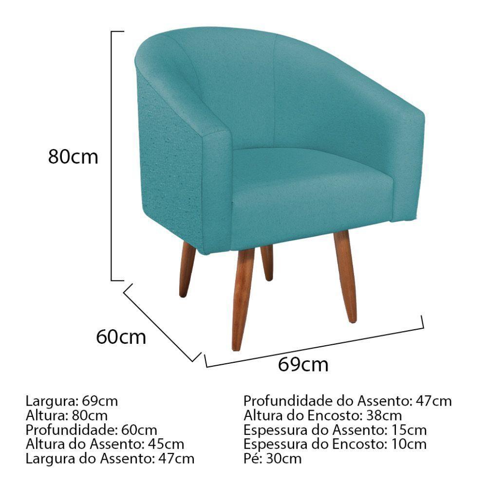 Kit Diva Heitor 140Cm Lado Esquerdo E 02 Poltronas Luiza Suede - Amarena Móveis Azul Turquesa - 4