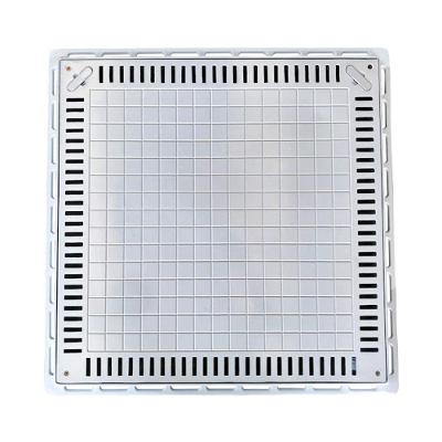 Tampa Casa de Máquina para Piscina B2 Lisa Simples com Grelha 80x80cm Branco GDA