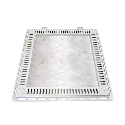 Tampa Casa Máquina Piscina Rebaixada Art Grelha 80x80CM B2 Branco