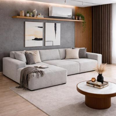 Sofá Modular Luma 4 Lugares com Chaise 275CM Cinza Bouclê Balaqui Decor