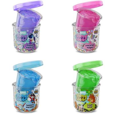 Slime Infantil Clear Charms Unicórnio Espacial Trash Marinho com Acessórios Divertidos Gelelé