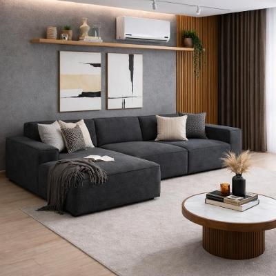 Sofá Modular Luma 4 Lugares 275CM Grafite Bouclê Suede com Chaise Balaqui Decor