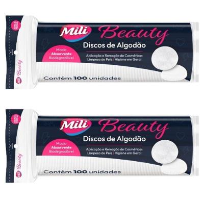 Discos de Algodao Beauty 2 Pacotes com 100 Unidades Cada Mili