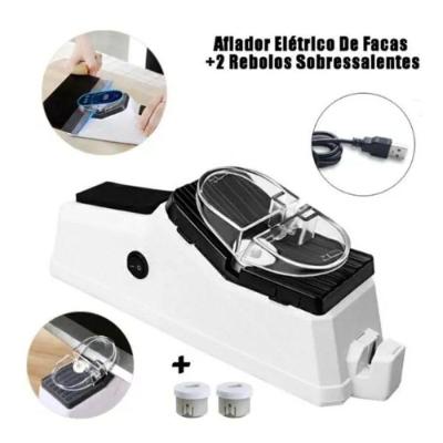 Amolador Eletrico de Facas e Tesouras Bivolt PP e PC Motor 15W Uso Profissional Branco Globalmix