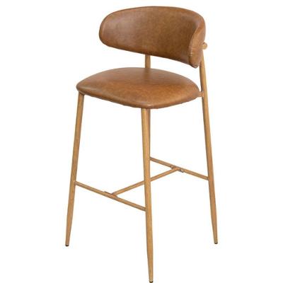 Banqueta Alba Assento em PU Base em Aco Encosto Baixo Fixa Caramelo OR Design