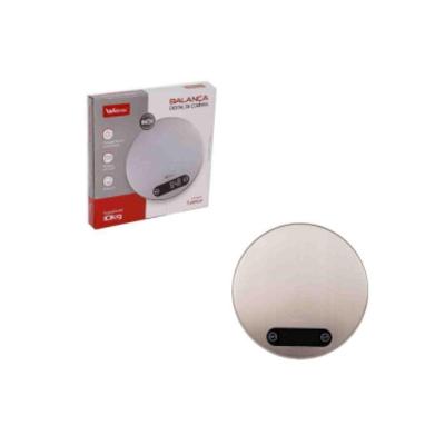 Balanca de Cozinha Digital Redonda Inox 10kg Visor LCD Funcao Tara Cinza Wellmix