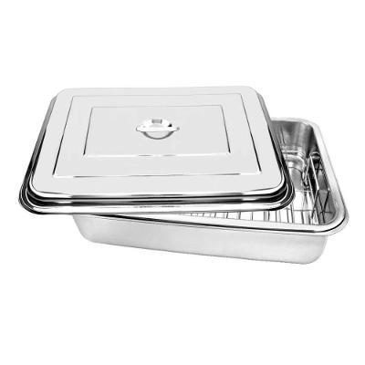 Assadeira Alta 30x40cm Aço Inoxidável com Tampa e Grelha Interna Inox Docesar