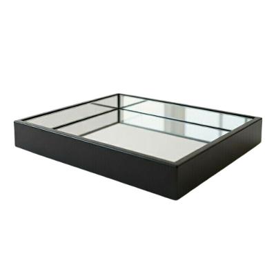 Bandeja Reta de Madeira para Servir com Vidro Design Elegante para Mesa Preto Talento Móveis
