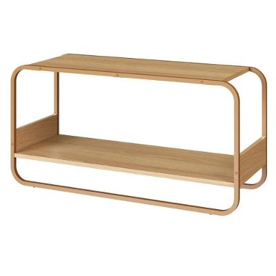 Banco Sapateira Luna Orgânica 90cm MDP Hanover Marrom Base Metal Dourado Artesano Móveis
