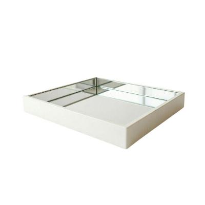 Bandeja Reta de Madeira para Servir com Vidro para Receber Visitas Off White Talento Móveis