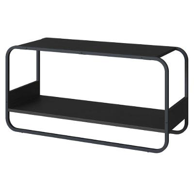Banco Sapateira Luna Orgânica 90cm MDP Nero Base Metal Preto Artesano Móveis