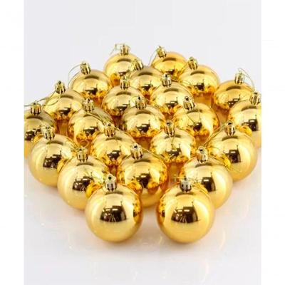 Bolas de Natal Kit 24 Pecas Enfeite para Arvore Brilhante Dourado Plastico 70mm