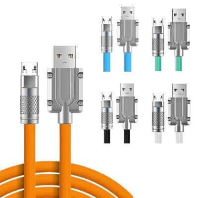 Cabo de Dados Micro USB V8 KA-020-V8 Silicone com Ponta Metal LED para Carregar e Transferir