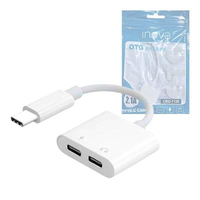 Cabo Adaptador Otg Tipo C Inova CBO-7136 para Áudio e Carregador 2.1A 1 Unidade