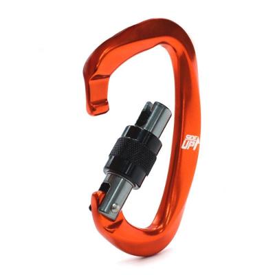 Mosquetão Sideup D Trava Rosca 25kn Ce En Nbr Laranja