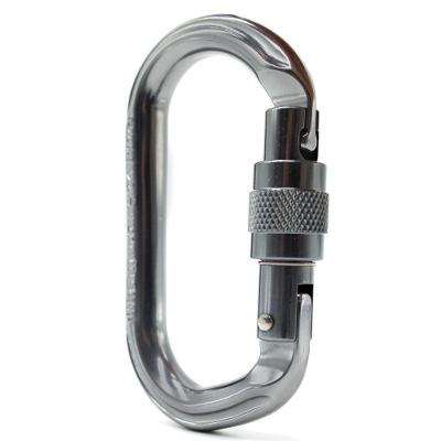 Mosquetão Alumínio Oval Keylock Trava Rosca 24kn Cinza