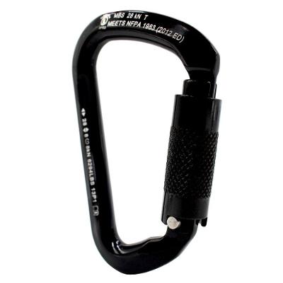 Mosquetão Usclimb Alumínio D Trava Auto 28kn Nfpa Preto